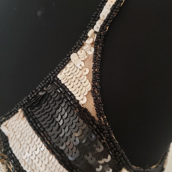 PARKER Art Deco Flapper style GATSBY SEQUIN MINI DRESS Tunic M 4 6 - Picture 7 of 8